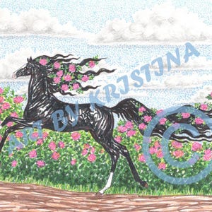 Lot de 3 chevaux fleuris