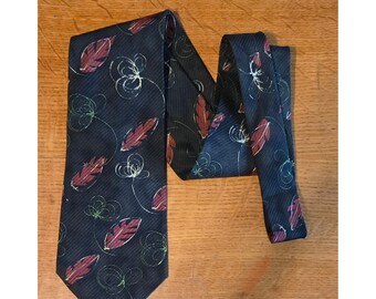 Ermenegildo Zegna Men's Fall Leaves Necktie Black / Dark Green 100% Silk