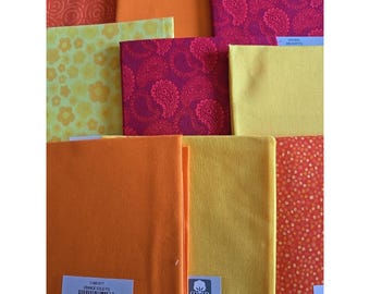 Lot of 9 New Fat Quarter Bundle Yellow Orange  100% Cotton Joann