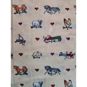 Susan Winget 1995 Fabric 5 1/2 yards Traditions Farm Animals Hearts Cream