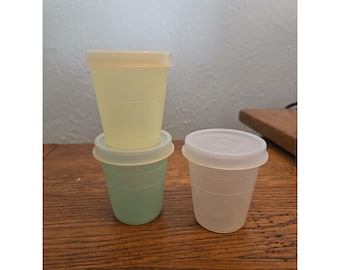 3 Vintage Tupperware Pastel Midget Containers W/Lids # 101 Container/#201 Lids