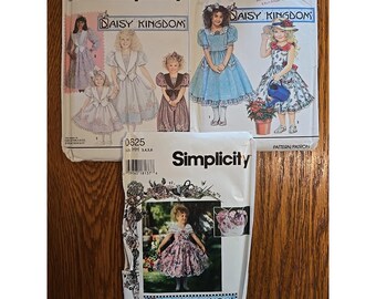 Lot of 3 Simplicity Daisy Kingdom Patterns 7698 8384 0625 Sz 3-6 Dress Romper