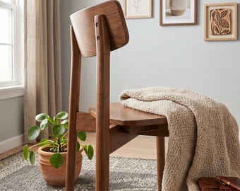 Solid Walnut Dining Chairs (Set of 2) | Mid Century Modern Wood Kitchen Furniture