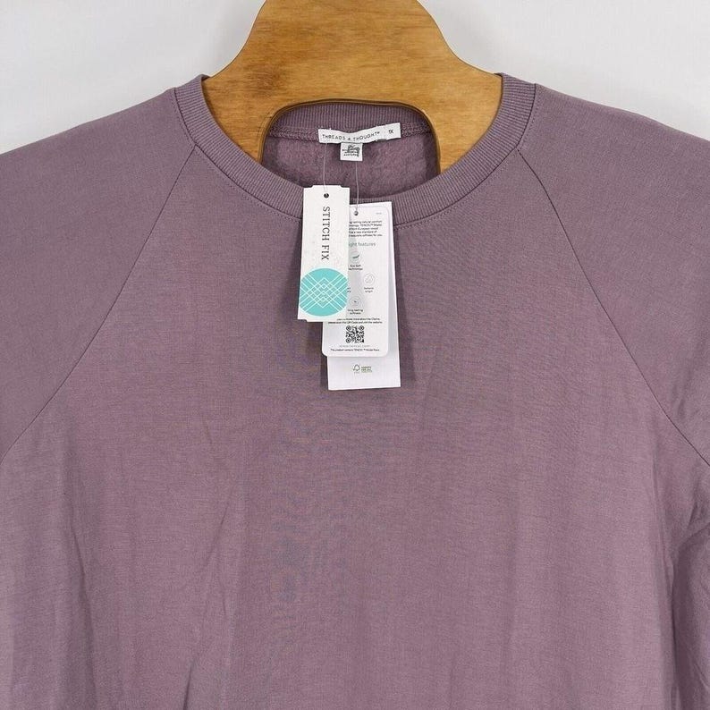 Threads 4 Thought Womens 1X Purple Tencel Modal Crossover Hem Sweatshirt NWT image 2