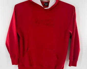 Coca-Cola Herren 2XL Rot Geprägtes Logo Hoodie Pullover Weiß Kapuzenfutter