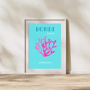 Bondi Beach Poster Print, Travel Poster Preppy Room Decor Colorful Summer Print Maximalist Decor Retro Wall Art Printable Wall Art Print