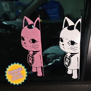 Turbo Granny Cat Car Decal: Dandadan Anime Maneki Neko Vinyl Sticker