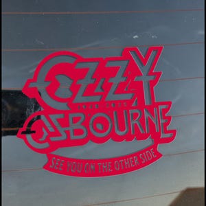 Ozzy Osbourne Memorial Decal - Red Vinyl Sticker Tribute for Rock Icon Fans | Weatherproof Car Laptop Guitar Tumbler Sticker