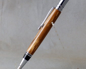 Medium Size Ballpoint Pen with Best Ink Cartridge and Single Wooden Barrel - Figured Maple Wood