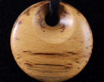 Lemonwood Wooden Pendant - unique wood turned wearable jewelry