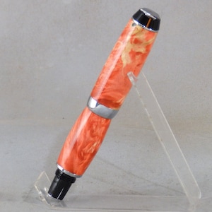 Pink Box Elder Burl Fountain Pen with Chrome Hardware - Opa&#39;s Ursa Major Pen