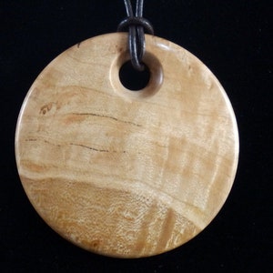 Wooden Cherry Burl Pendant - Wooden Jewelry with Smooth Edge