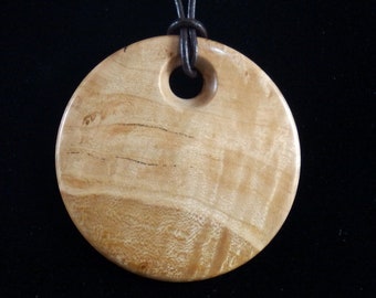 Wooden Cherry Burl Pendant - Wooden Jewelry with Smooth Edge