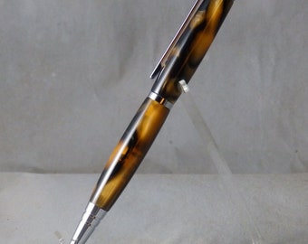 Black and gold acrylic stylus pen | medium size ballpoint pen with touch-screen stylus top