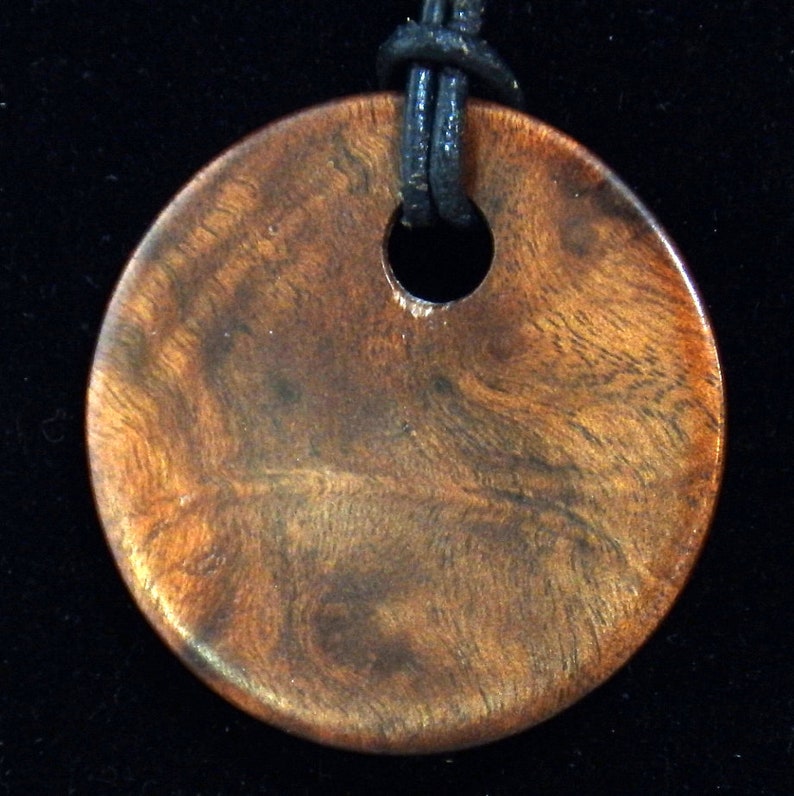 Wooden Pendant Turned from Camphor Burl Wear Wood Simple Yet Elegant image 3