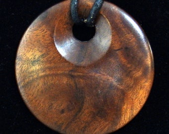 Wooden Pendant Turned from Camphor Burl - Wear Wood - Simple Yet Elegant