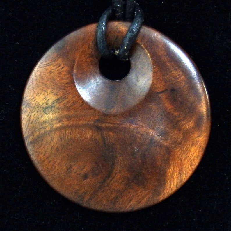 Wooden Pendant Turned from Camphor Burl Wear Wood Simple Yet Elegant image 1