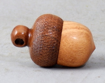 Miniature Acorn Pendant | Black Walnut and Honey Locust | Threaded lid for secure fit | Small pill box | Wear Wood