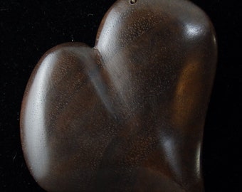 Black Walnut Carved Heart Wood Pendant - Wear Wood - Leather Necklace