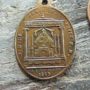 Notre Dame de Pradelles & Pope Pius IX Antique French Catholic Medal Vintage Pendant