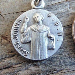 St. Jouvin Vintage French Catholic Medal Pendant Round Metal Religious Medallion Small Christian Saint Charm