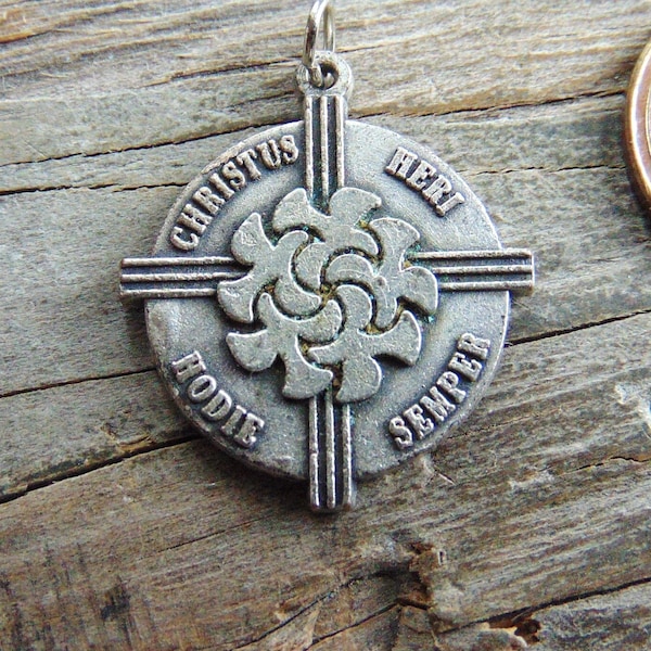 Holy Year Jubilee 2000 Vintage Catholic Medal or Pendant Christus Heri Hodie Semper Metal Religious Charm