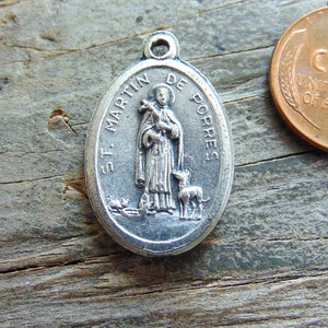 St. Martin De Porres & St. Blaise Vintage Catholic Medal or Pendant Oval Metal Holy Religious Charm