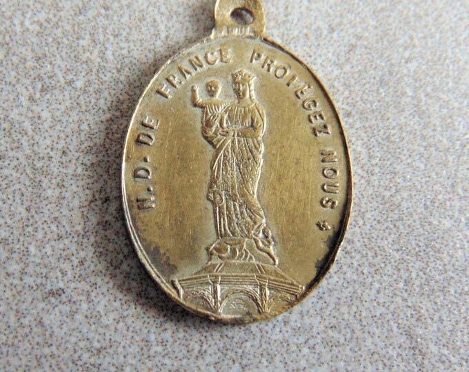 Notre Dame Du Puy & Notre Dame De France Antique French Catholic Medal ...