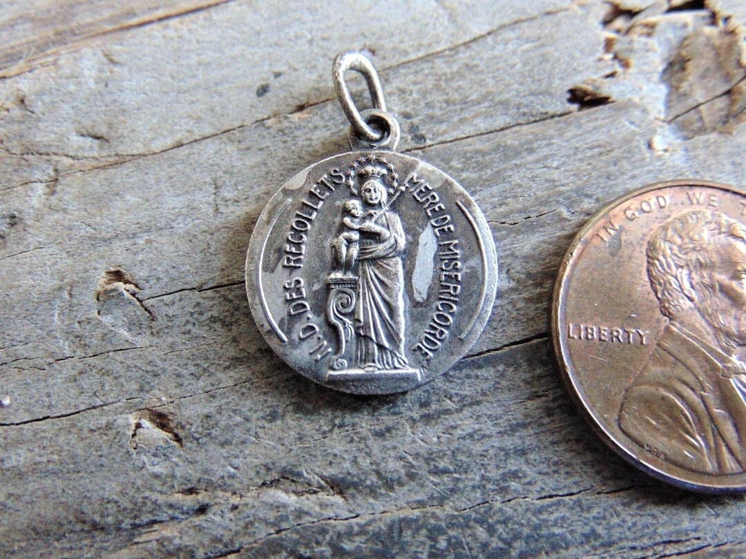 Notre Dame Des Recollets Vintage Catholic Medal Belgian Our Lady Small ...