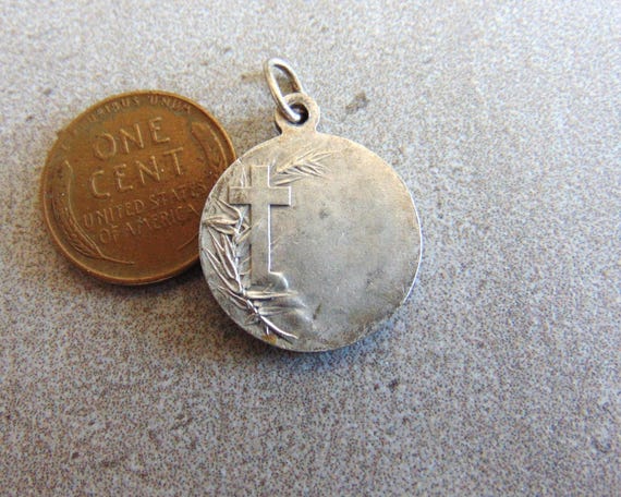 St. Expeditus Vintage French Catholic Medal Saint Expedite Signed Karo AP France Metal Pendant View 2