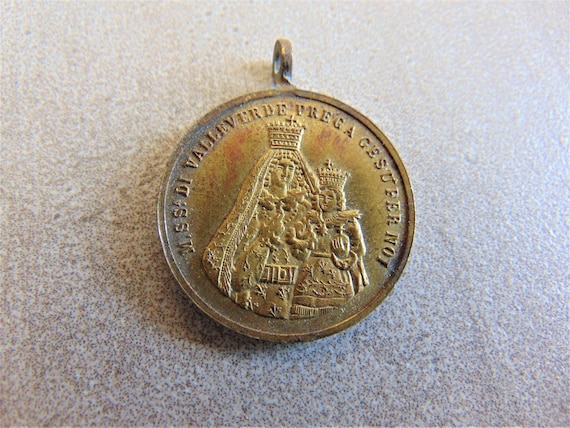 Our Lady of Valleverde Antique Catholic Medal or … - image 1