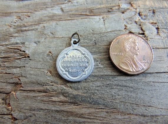 Santez Anna Antique Catholic Medal or Pendant Alu… - image 4