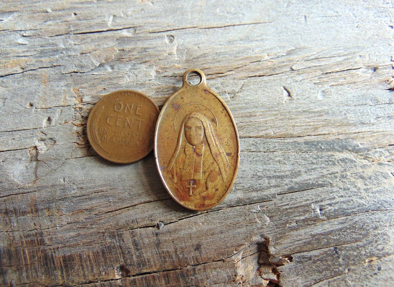 St. Frances Xavier Cabrini Vintage Catholic Medal Oval Metal Saint ...