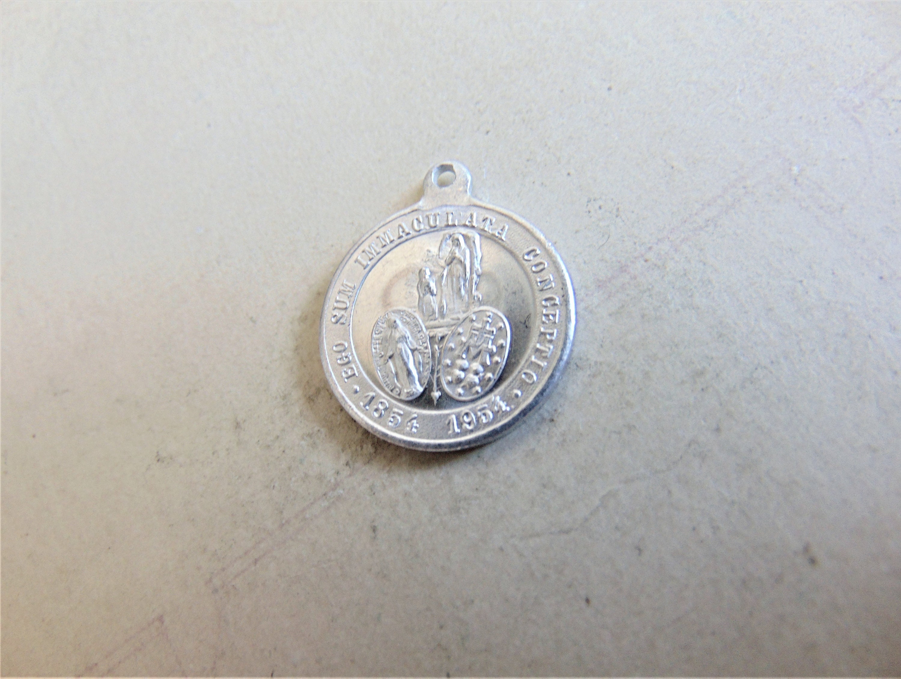 Pope Pius IX Pius X Pius XII Vintage Catholic Medal 1954 Lourdes ...