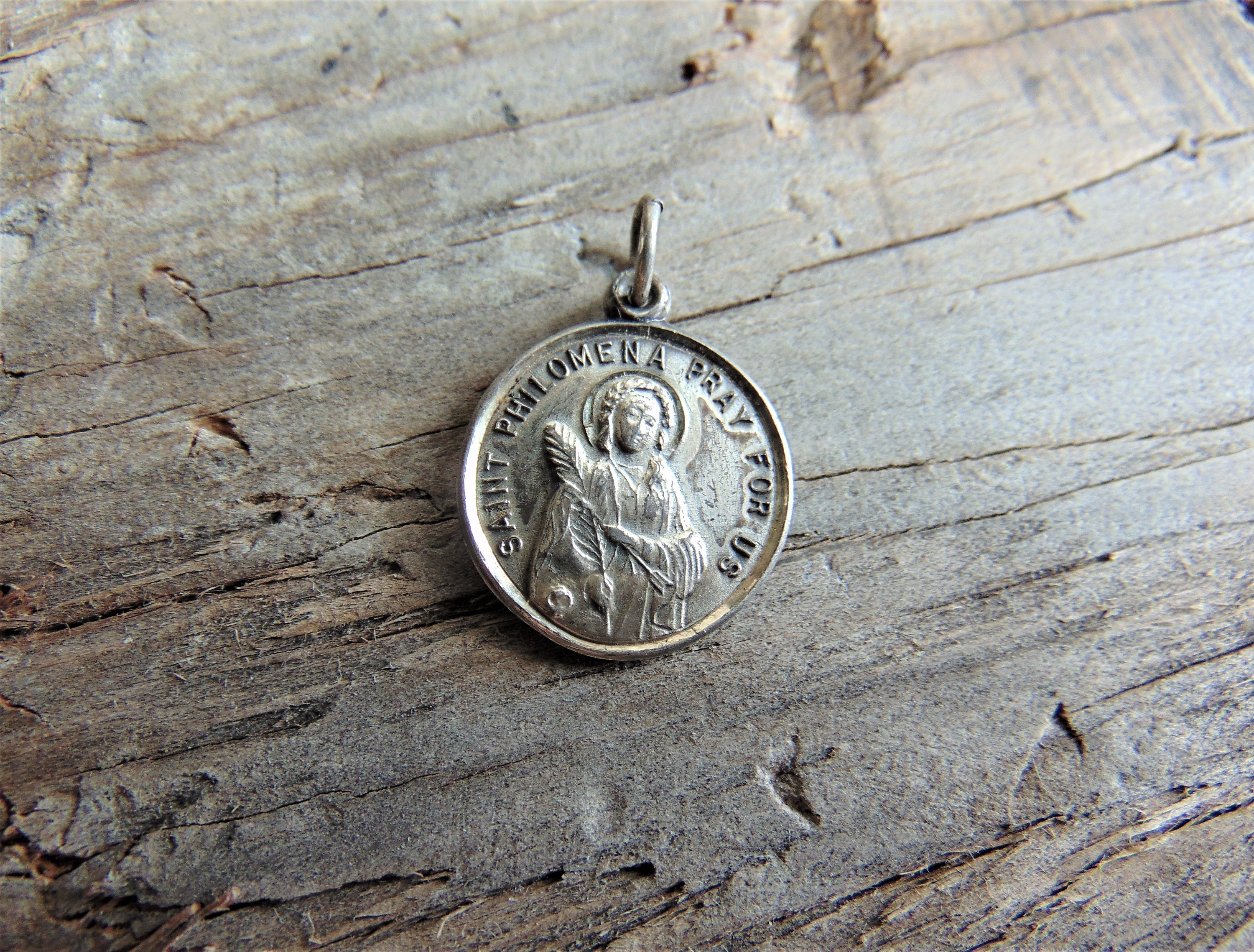 Philomena Religious Charm Pendant 925 Sterling Silver Vintage Old Stock St 