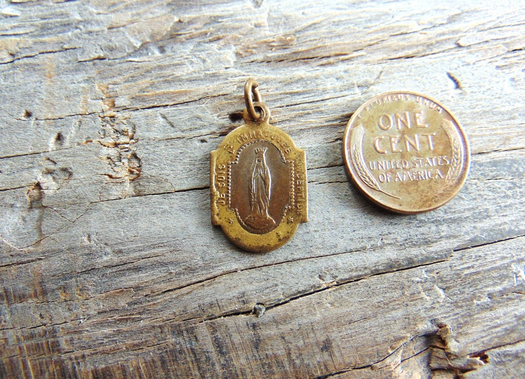 Our Lady of Lourdes Antique French Catholic Medal or Pendant Basilique ...