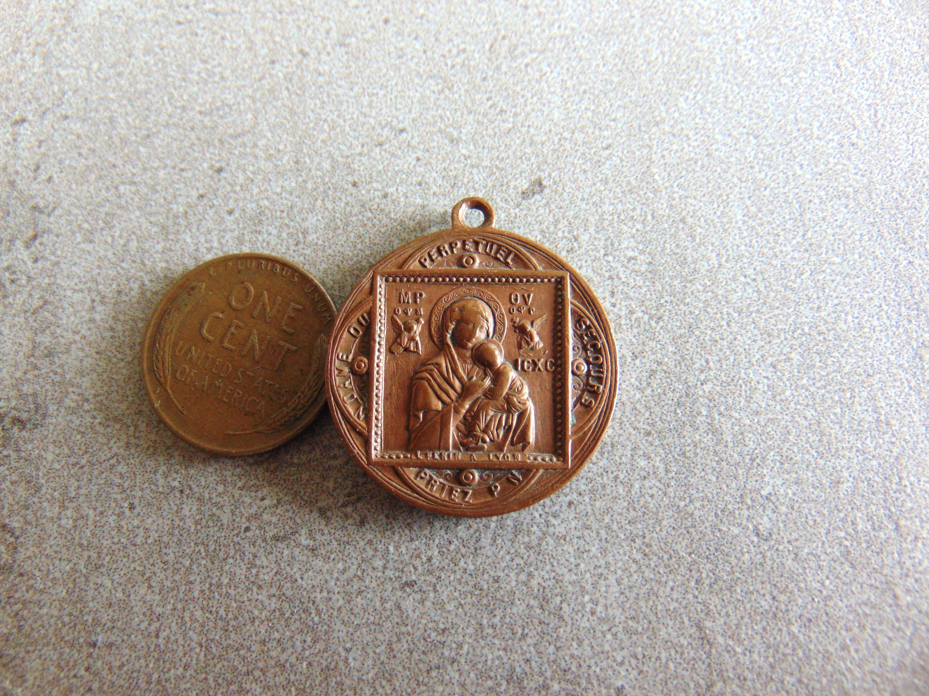 Our Lady of Perpetual Help Antique French Catholic Medal Signed Penin A ...