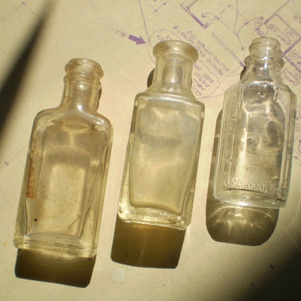 Vintage Apothecary or Medicine Bottles - Clear Glass
