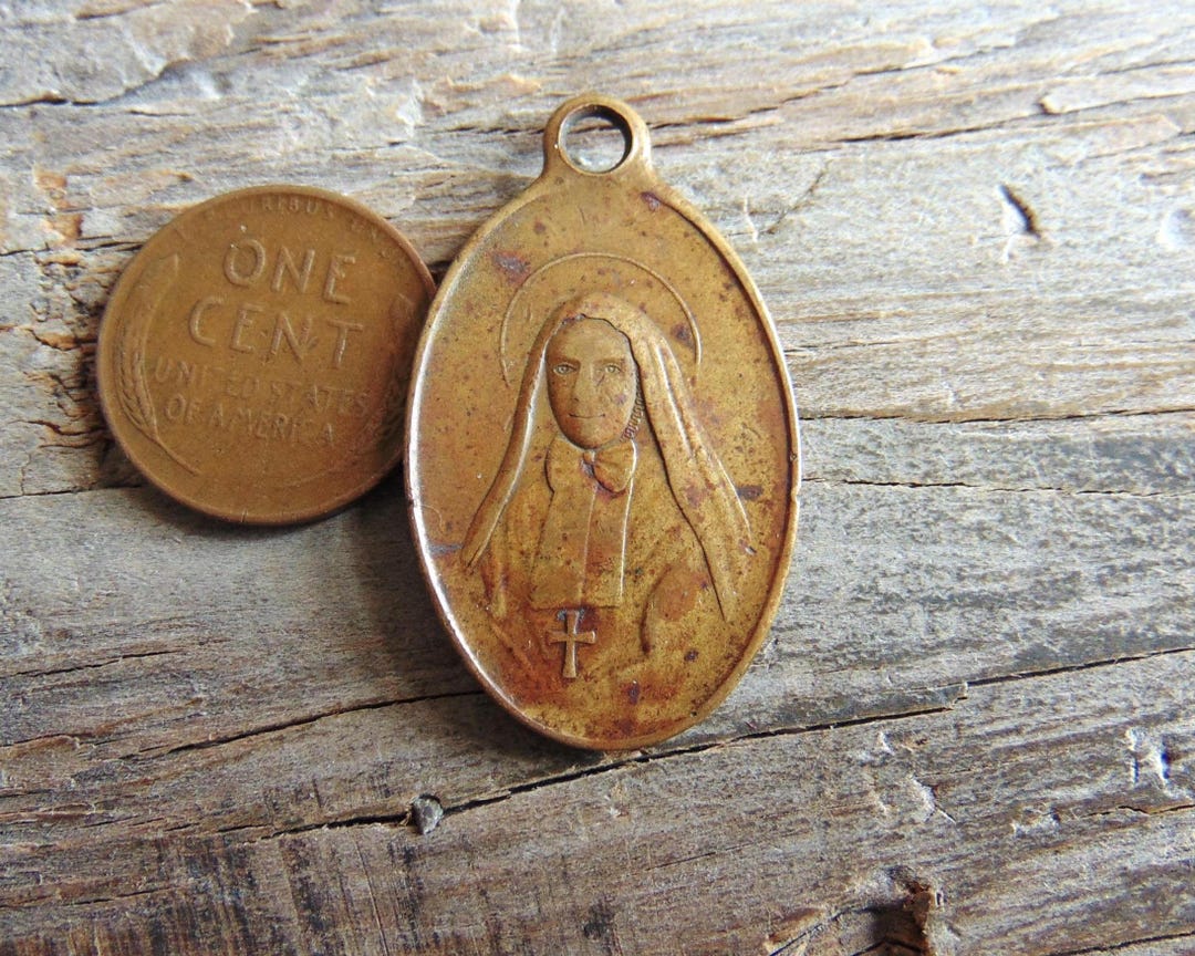 St. Frances Xavier Cabrini Vintage Catholic Medal Oval Metal Saint ...