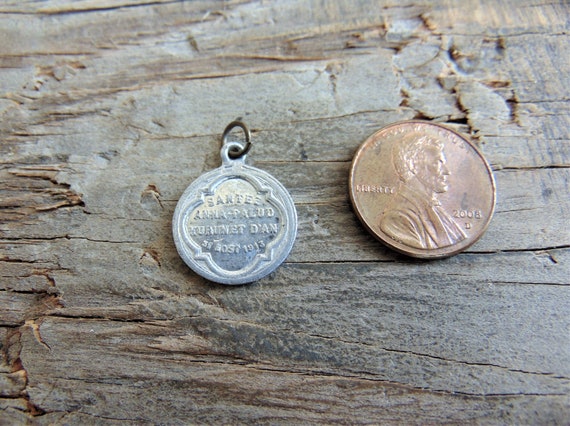 Santez Anna Antique Catholic Medal or Pendant Alu… - image 2