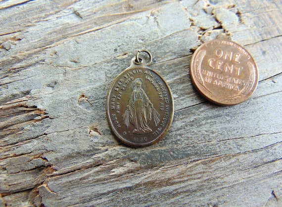O Holy Mary Ever Virgin Antique Miraculous Medal … - image 1