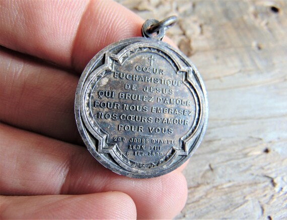 Jesus Christ Antique French Catholic Medal or Pen… - image 4