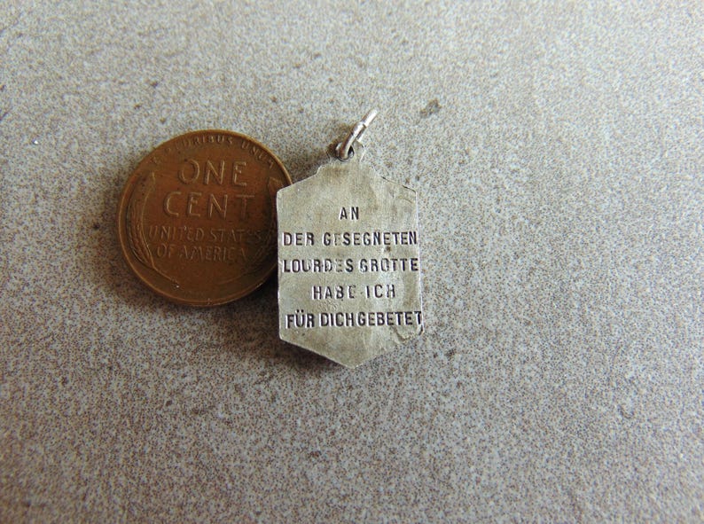 Our Lady of Lourdes Vintage Catholic Medal Spanish & German Religious ...