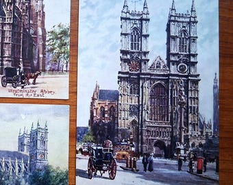 Postales antiguas de la serie "Westminster Abbey" en Oilette: originales de 1905 de Raphael Tuck & Sons, firmadas por el artista.