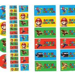 Pack of 137 personalized video game labels, school labels, waterproof, Vinyl adhesive labels in diferent sizes, school labels, kindergarten