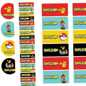 Pack of 94 personalized video game labels, school labels, waterproof, Vinyl adhesive labels in diferent sizes, school labels