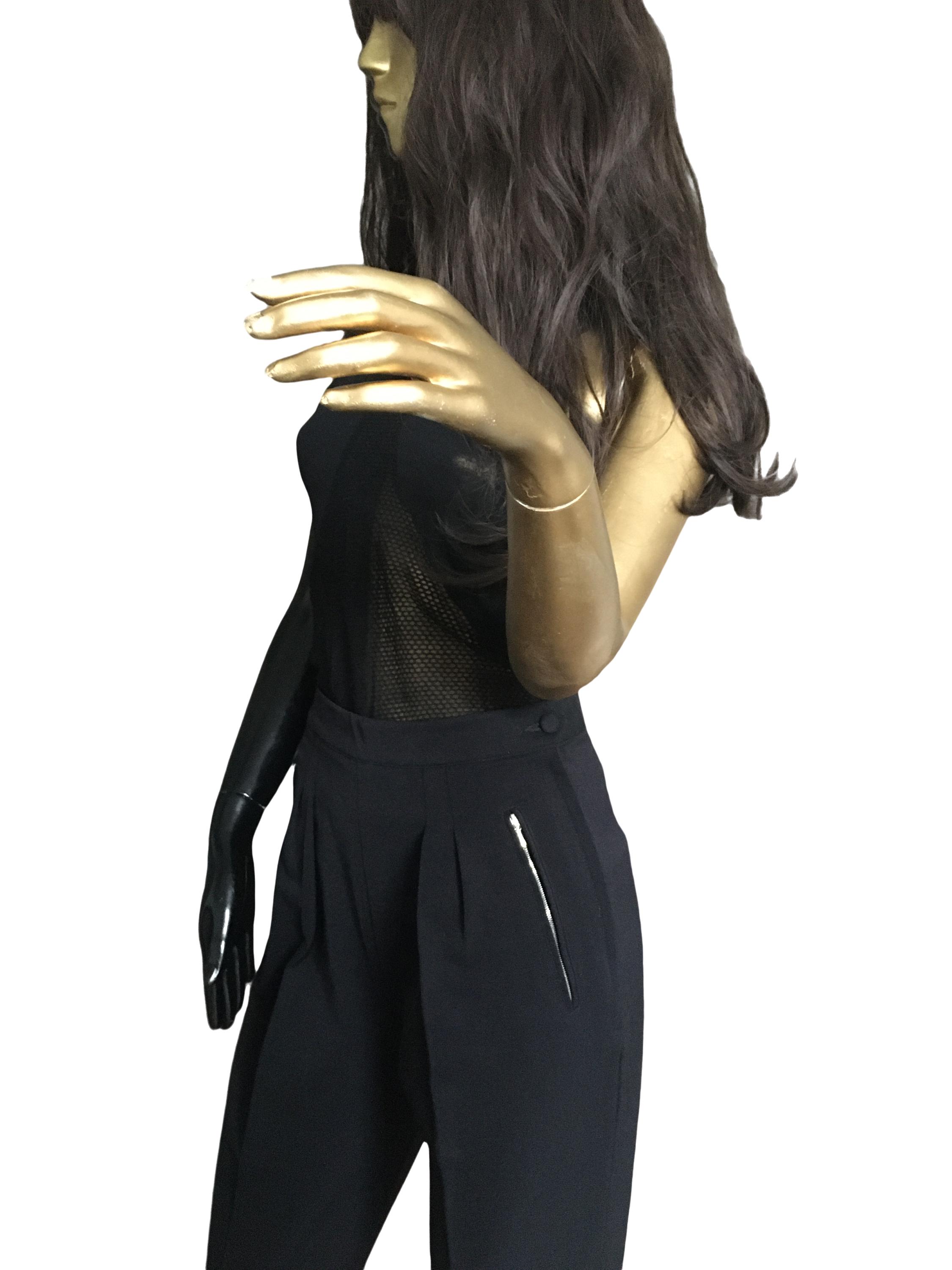 Katharine Hamnett Vintage 90s Wool Black Stirrup Pants Made in