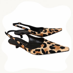 Escarpins chaton à bride arrière léopard vintage Y2K Casadei 6,5 US fabriqués en Italie