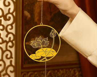 Metal Brass Ginkgo Lotus Bookmark – Handmade Chinese Classical Gift Box for Book