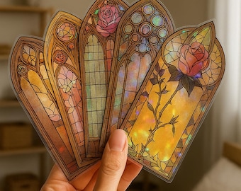 Gothic Cathedral Bookmarks: Stained Glass Style, Set of 10